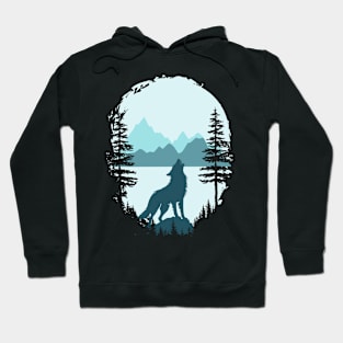 wolf and  nature in winter Hoodie